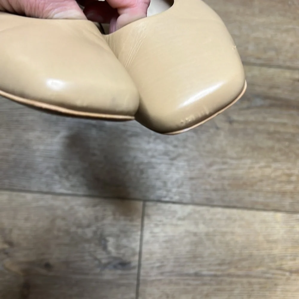 Everlane The 90’s Square Toe Tan Leather Heels Size 6 1/2 - Picture 7 of 9